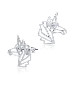 Unicorn Shaped Silver Stud Earring STS-3731